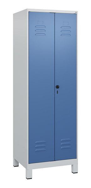 C+P Umkleidespind Classic PLUS, Doppel-Spind, Füße, 2 Abteile, 1800x600x500mm, 7035/5023, Drehriegel, 0800127-20P S10005