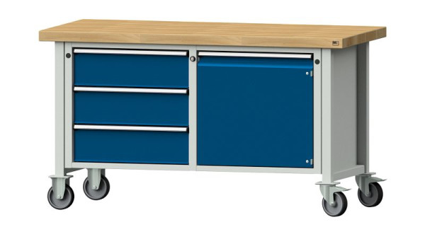 ANKE werkbanken kistwerkbank, model 106 V, 1500 x 700 x 850 mm, RAL 7035/5010, BMP 50 mm, verrijdbaar, 305.598