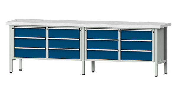 ANKE werkbanken kistwerkbank, model 108 V, 2800 x 700 x 900 mm, RAL 7035/5010, KSP 50 mm, 301.451