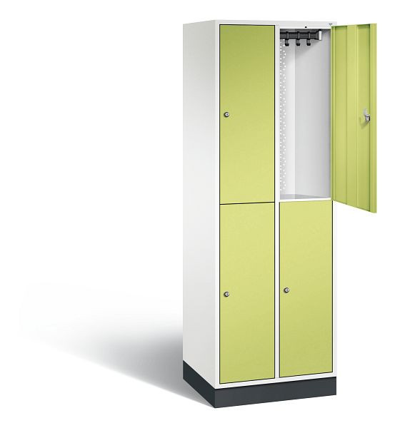 C+P locker, dubbellaags, intro, H1950xB620xD490mm, kleur: verkeerswit / virid groen, 8270-201 S10092