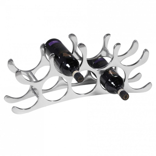 Wohnling Design aluminium wijnrek TONDO 9 flessen in zilver 55x20x12 cm, WL1.677