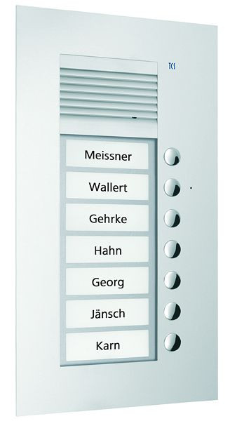 TCS audio voordeurstation serie PUK 7 belknoppen (rechts uitgelijnd), 1-koloms, UP zilver, PUK07/1-EN