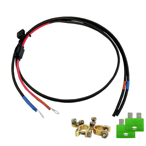 Offgridtec 1,5m accuaansluitkabel met platte zekeringhouder M6 ringkabelschoen, accupool en zekering, 8-01-010400