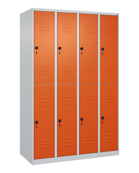 C+P Doppelstöckiger Spind Classic PLUS, 4 Abteile, 1850x1200x500mm, 7035/2004, Drehriegel, 080300-40 S10000