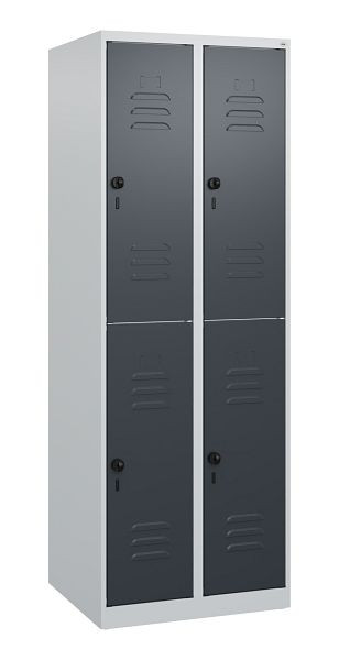C+P Doppelstöckiger Spind Classic PLUS, 2 Abteile, 1700x600x500mm, 7035/7016, Drehriegel, 0803007-20 S10007