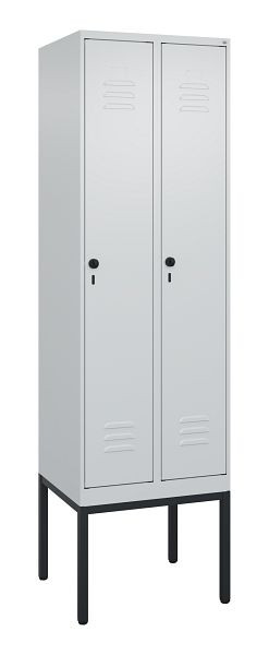 C+P luierkluis Classic PLUS met middenwand, frame, 2 vakken, 2120x600x500mm, 7035/7035, veiligheidsdraaigrendel, 0800307-20F S10009