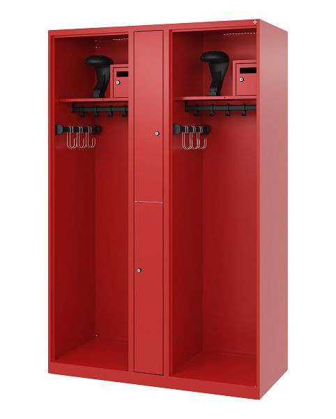 C+P brandweerkast Evolo, model MAXI, 2 compartimenten, H1850B1200T500 mm, vuurrood, helmhouder, 0496015-020 S10005