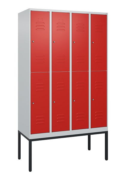 C+P dubbeldekskast Classic PLUS, frame, 4 vakken, 2120x1200x500mm, 7035/3020, cilindersloten, 0803307-40 S10017