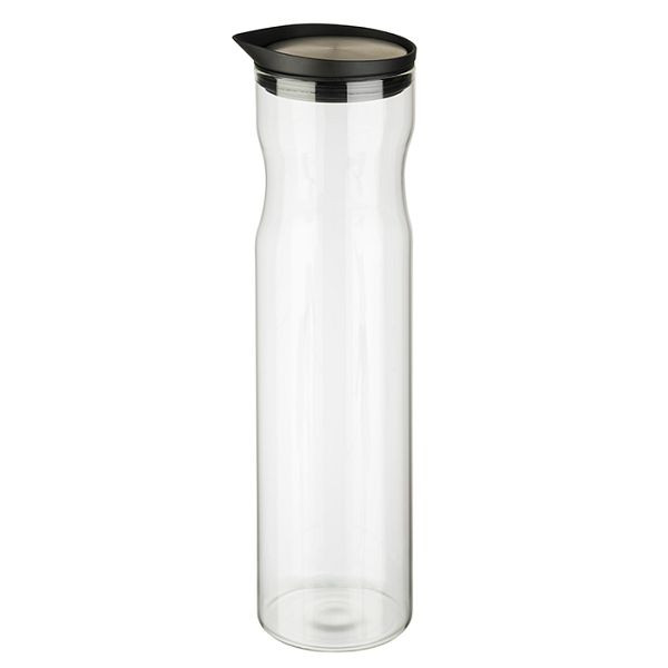 APS glazen karaf, Ø 8 cm, hoogte: 32 cm, 1,2 liter, glas, 18/8 roestvrij staal, siliconen, deksel mat gepolijst, 10722