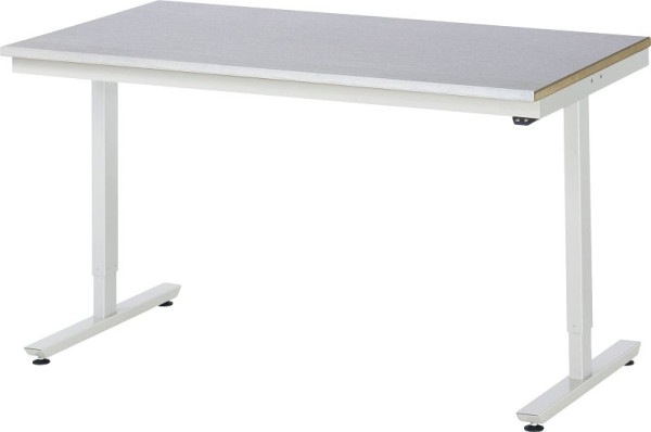 RAU werktafel serie adlatus 150 (elektrisch in hoogte verstelbaar), werkblad met plaatstalen bekleding, 1500x720-1120x800 mm, 08-AT-150-080-S