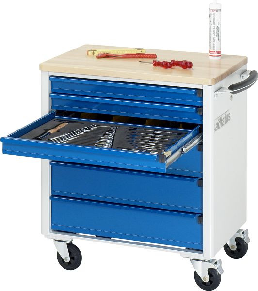 RAU gereedschapswagen serie adlatus model 7330, B700 x D500 x H795 mm, inclusief massief beukenhouten werkblad, 02-7330B.11