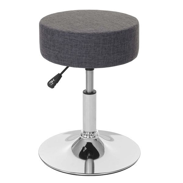 Mendler kruk HWC-C22, kruk make-up kruk, in hoogte verstelbaar Ø 35cm, textiel, grijs, 61183