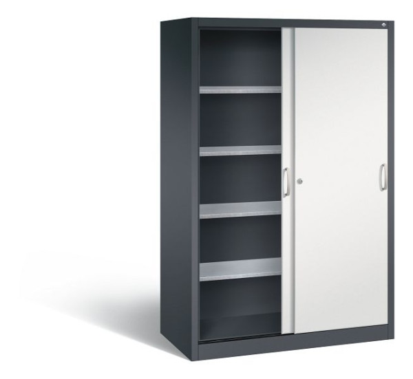 C+P schuifdeurkast Acurado, H1950xB1200xD600mm, kleur: zwartgrijs/lichtgrijs, beugelgreep, 2069-00 S10085