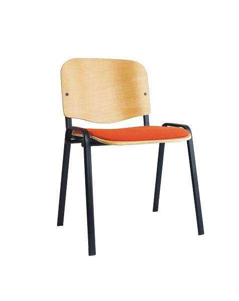 Lüllmann kantinestoel, 470/795 x 530 x 415 mm, rood, zwart frame, 225453