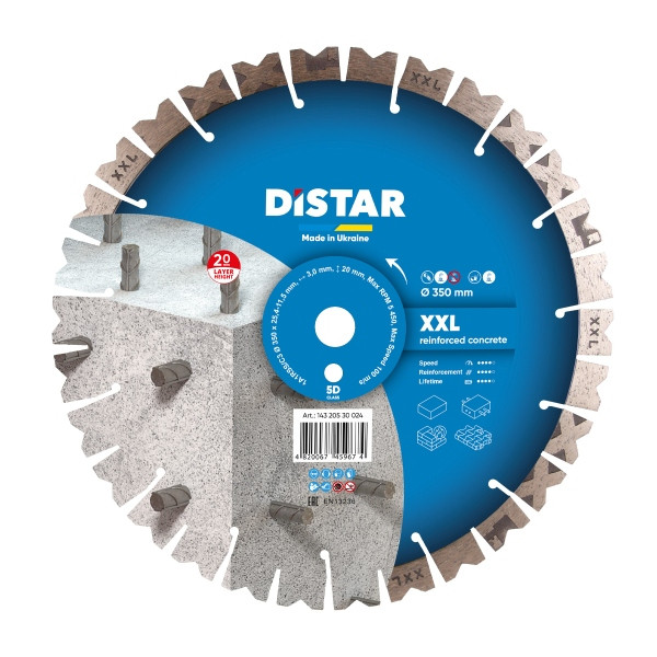 Distar diamantdoorslijpschijf 1A1RSS 350 XXL, boring diameter 25,4 mm, 14320530024