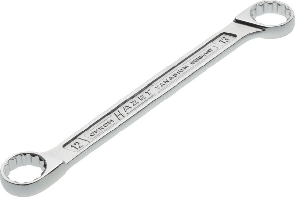 Hazet dubbele ringsleutel, buiten dubbel zeskant tractieprofiel, 12x13mm, 610N-12X13
