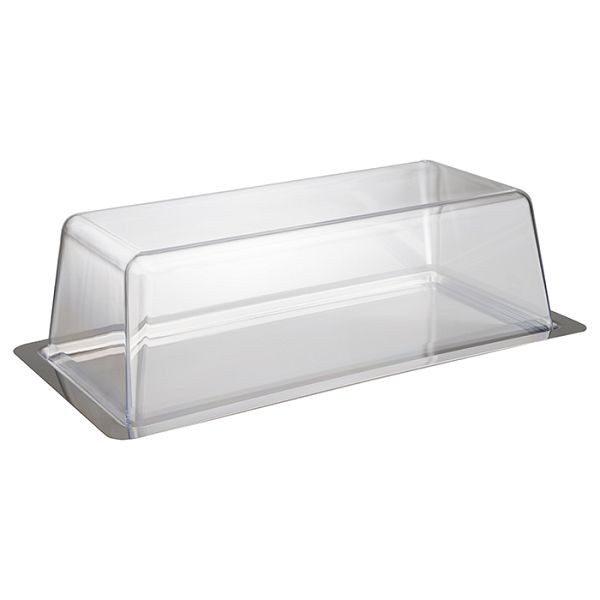 APS dienblad met kap, 34 x 16,5 cm, hoogte kap 10 cm, diepte: RVS 18/0, kap: polystyreen, 00064