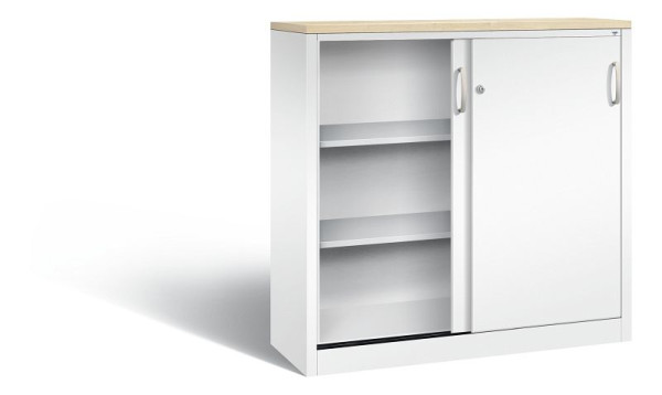 C+P dressoir met schuifdeuren Acurado, H1200xB1200xD400mm, kleur: verkeerswit, beugelgreep, 3 niveaus, 2047-1200 S10456