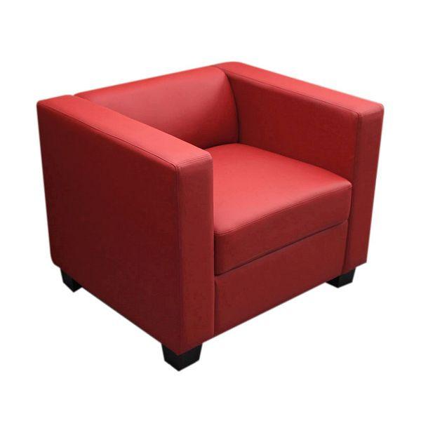 Mendler fauteuil loungestoel Lille, leer, rood, 17643+17644