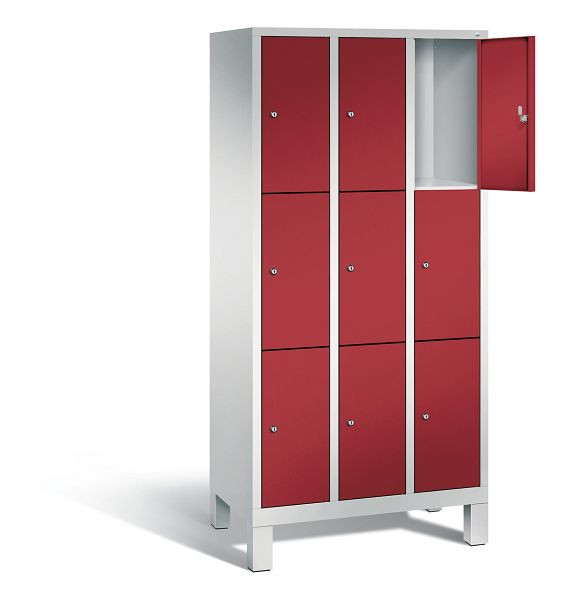 C+P lockerkast Evolo, H1850xW900xD500mm, kleur: lichtgrijs/robijnrood, 48010-303 S10109