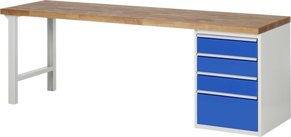 RAU werkbank serie 7000 - modulair ontwerp, 4 x laden, 2500x840x700 mm, 03-7510A1-257B4S.11