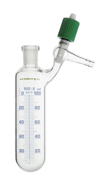 Rettberg Schlenk-buis, 100 ml, mof NS 29/32, laterale HV PTFE-klep 0 - 8 mm, schaalverdeling, 107000165