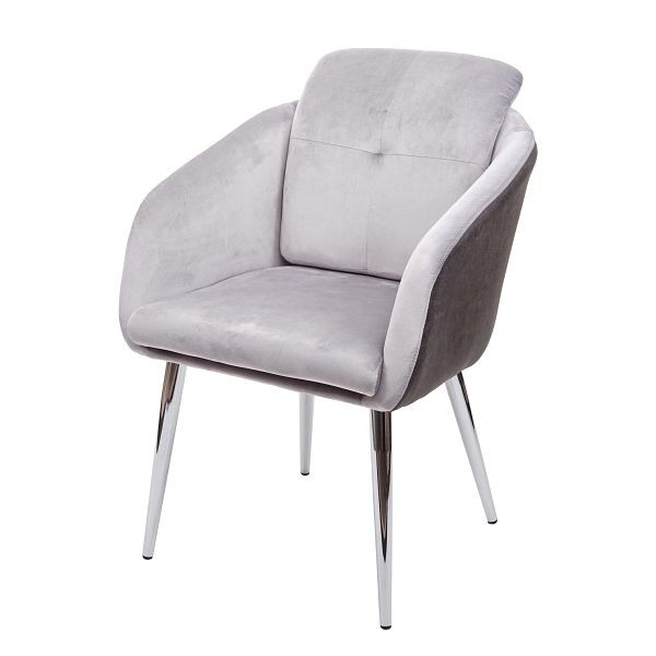 Mendler HWC-G48 eetkamerstoel, keukenstoel, gestoffeerde fauteuil, kunstleer fluweel met armleuningen, grijs, 71555
