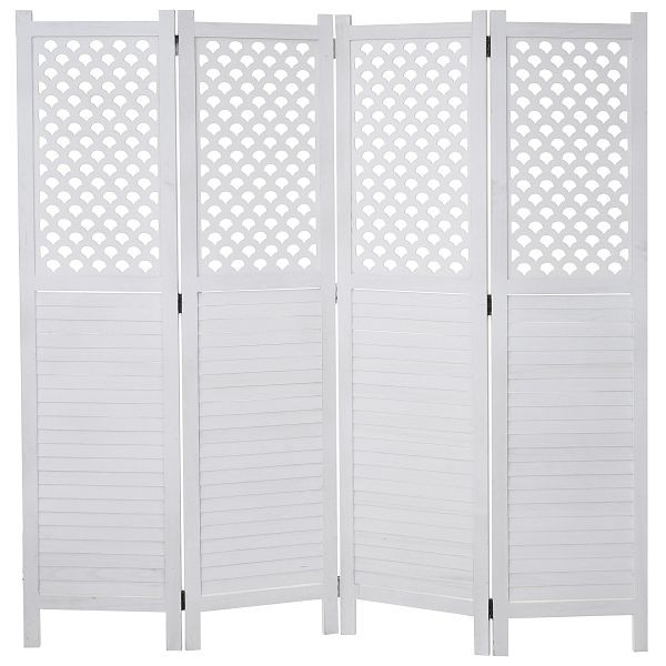 Mendler Paravent HWC-A84, scheidingswand privacyscherm, ornamenten 170x161cm, wit, 59914