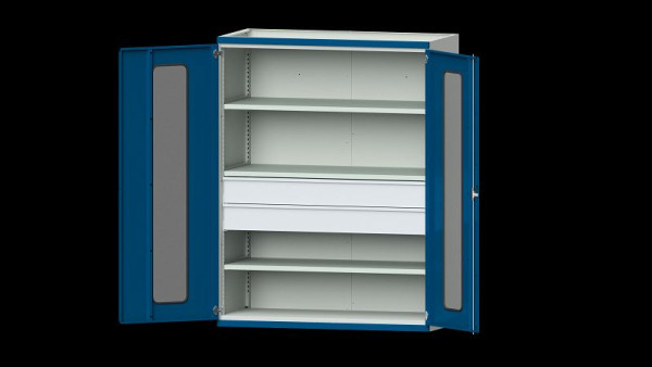 ANKE werkbanken, zware kast, model 302, 1485 x 690 x 1950 mm, zichtvlak van plexiglas, RAL 7035/5010, 621.282