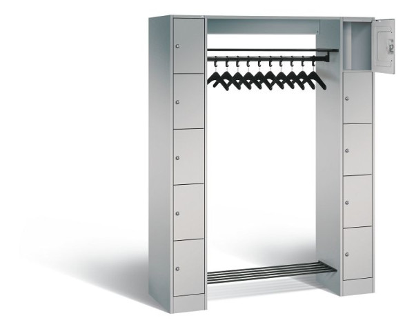 C+P open garderobe serie 8070, H1950xB1430xD480mm, kleur: wit aluminium, 80710-00 S10004