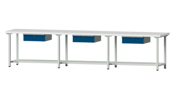 ANKE werkbanken werktafel, model 203, 4050 x 800 x 900 mm, RAL 7035/5010, KSP 50 mm, 401.539
