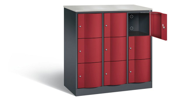 C+P lockerkast Resisto, H1255xB1148xD540mm, kleur: zwart-grijs/robijnrood, 8573-372 S10687