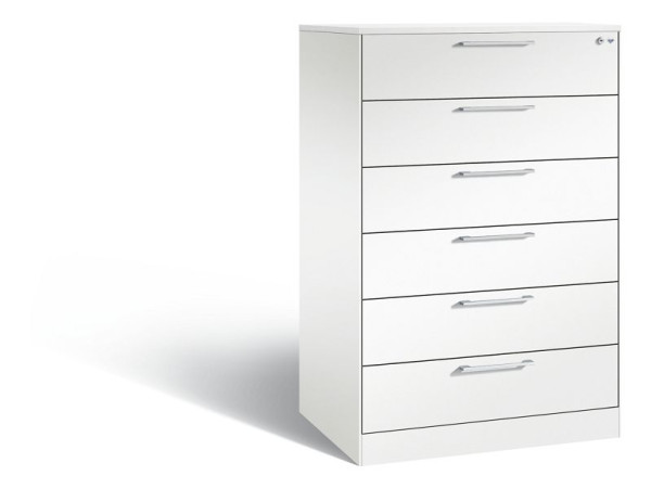 C+P ladekast Asisto, H1310xB800xD600mm, kleur: verkeerswit, beugelgreep, 146223-624 S10069