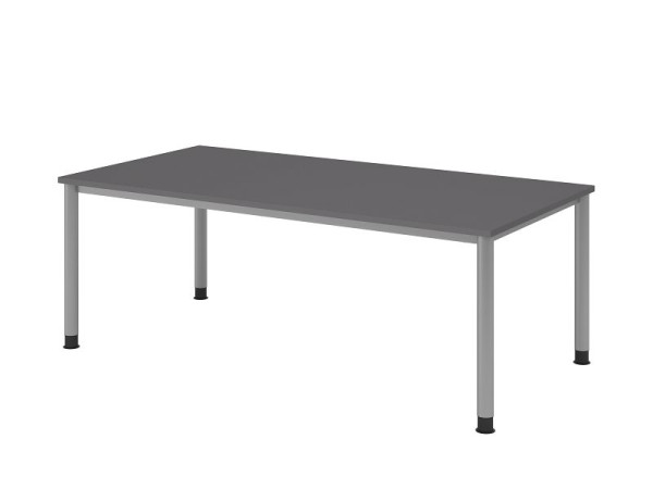 Hammerbacher bureau 4 voet rond 200x100cm grafiet/zilver, rechthoekige vorm, VHS2E/G/S