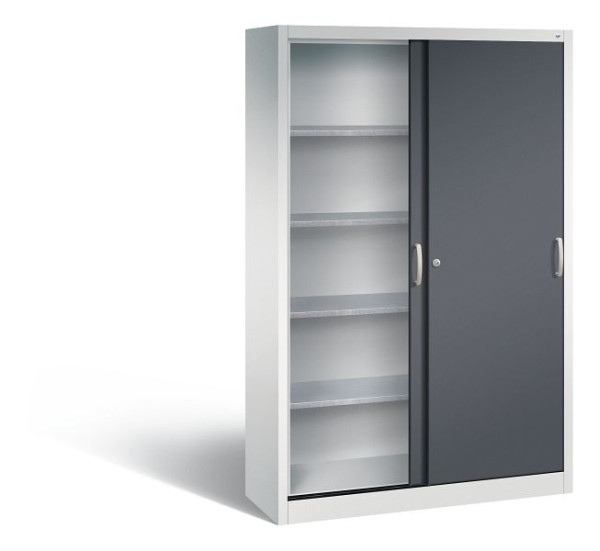 C+P schuifdeurkast Acurado, H1950xB1200xD400mm, kleur: lichtgrijs/zwartgrijs, beugelgreep, 2049-00 S10095