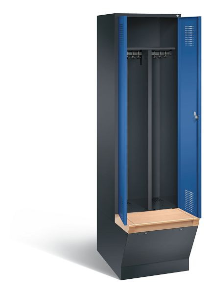 C+P zwart wit kastje Evolo, H2090xW610xD815mm, kleur: zwart grijs / gentiaanblauw, 48056-20 S10247