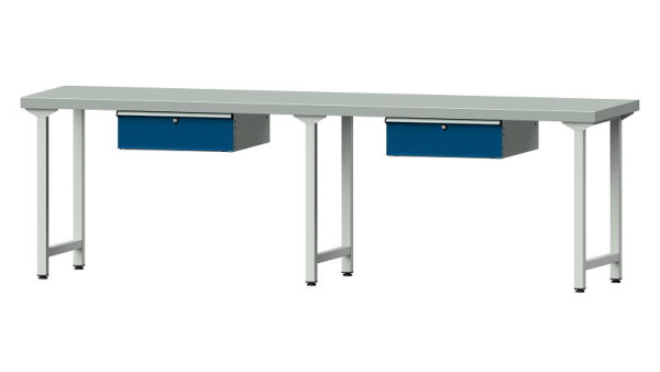 ANKE werkbanken werktafel, model 93, 2800 x 700 x 850 mm, RAL 7035/5010, ZBP 50 mm, 400.430