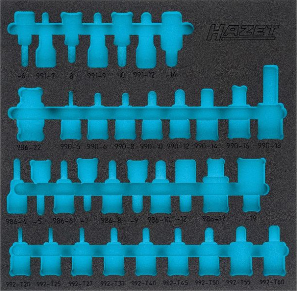 Hazet 2-componenten zachtschuim inleg, voor 163-407/35, afmetingen/lengte: 344 mm x 342 mm Organisatiesysteem maat: 2/3 (344 x 342 mm), 163-407L