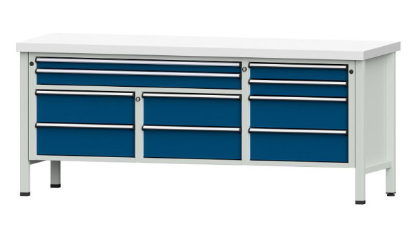 ANKE werkbanken kistwerkbank, model 285 V, 2000 x 700 x 850 mm, RAL 7035/5010, KSP 50 mm, 304.586