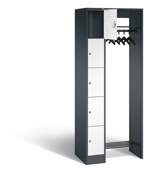 C+P open garderobe serie 8070, H1950xW740xD480mm, kleur: zwartgrijs / verkeerswit, 80700-00 S10325