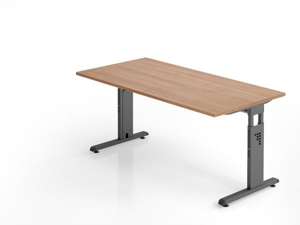 Hammerbacher bureau OS16, 160 x 80 cm, blad: walnoot, 25 mm dik, 2 mm ABS rand, rechthoekige vorm, VOS16/N/G