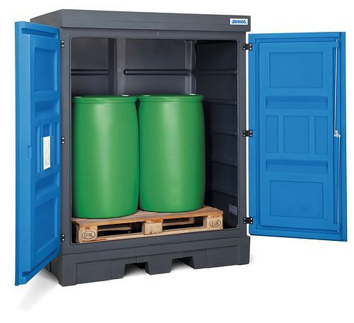 DENIOS PolySafe-Depot Type D voor 2 vaten van 200 liter, gemaakt van kunststof, 211-945