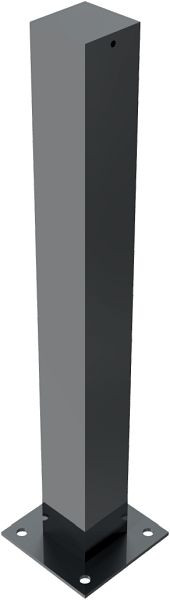 Schake stijlpaal stalen buis 100 x 100 mm serie 4075B, stationair, voor plugbevestiging met voetplaat 200 x 200 mm, 4075PB