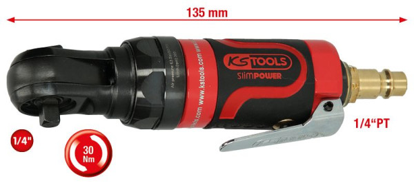 KS Tools 1/4" SlimPOWER mini persluchtschakelratel 30Nm, 515.5505