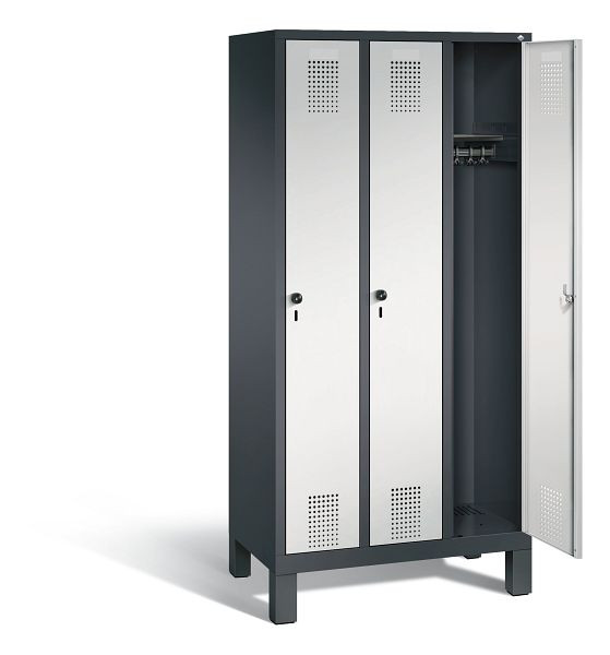 C+P garderobe Evolo, H1850xW900xD500mm, kleur: zwartgrijs / lichtgrijs, 48010-30 S10027