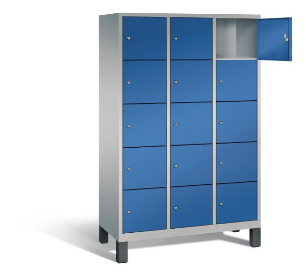 C+P lockerkast Evolo, H1850xB1200xD500mm, kleur: wit aluminium / gentiaanblauw, 48010-325 S10147