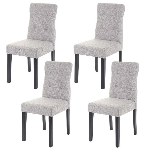 Mendler Set van 4 eetkamerstoelen HWC-E58, stoel eetkamerstoelen, stof/textiel grijs, donkere poten, 67986