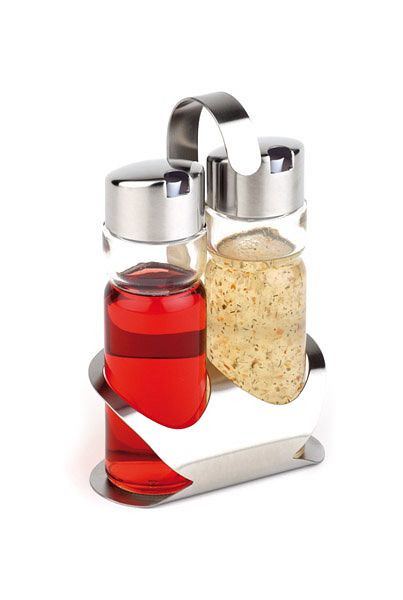 APS azijn/oliekan -Pro-, 12 x 8 cm, hoogte: 19 cm, mat roestvrij staal, glas, PP, azijn - olie, azijn/olieglas container, 40476