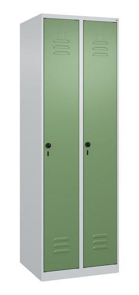 C+P luierkluis Classic PLUS met middenwand, 2 vakken, 1850x600x500mm, 7035/6011, veiligheidsdraaigrendel, 080000-20F S10015
