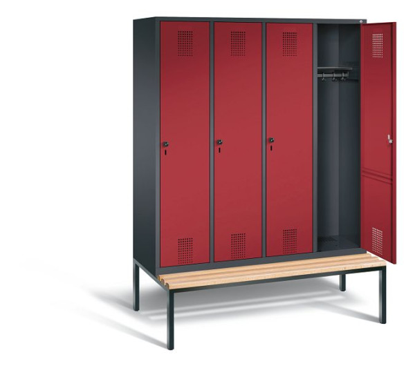 C+P garderobekast Evolo, H2090xW1590xD815mm, kleur: zwartgrijs/robijnrood, 48050-42 S10007